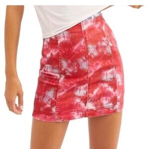 Free People Modern Femme Flamingo Flame
Tie Dye Denim Mini Skirt
